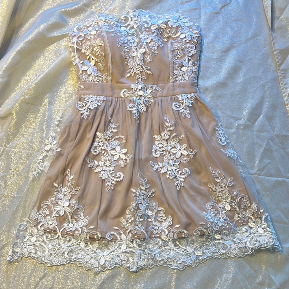 Elegant Lace Strapless Dress